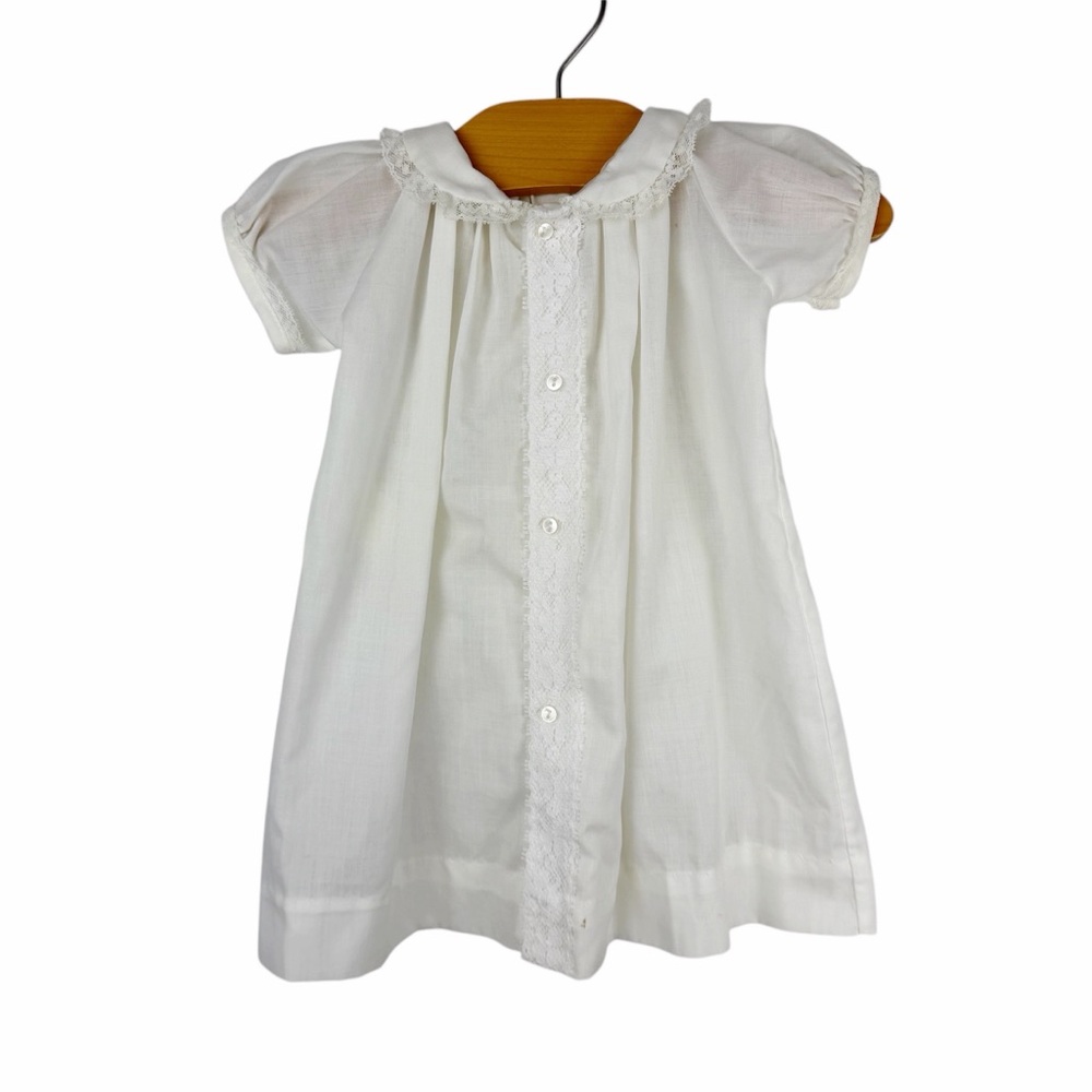 Vintage Something Pretty Cradle Club White Lace Trim Dress Size 3 Months